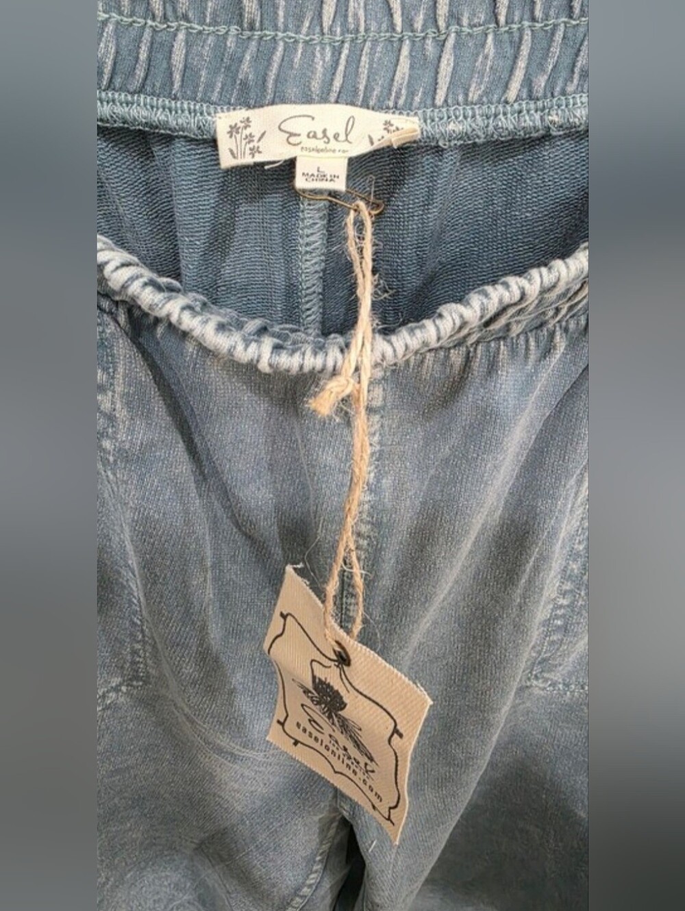 easel Washed Wide Leg Terry Knit Cargo Pants - Picture 5 of 5